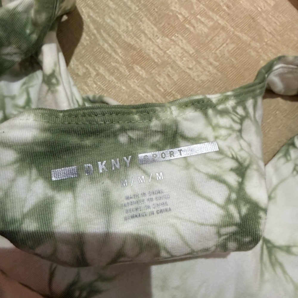 DKNY Green and White Women's Top